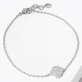 White Gold Dipped CZ Quatrefoil Charm Bracelet