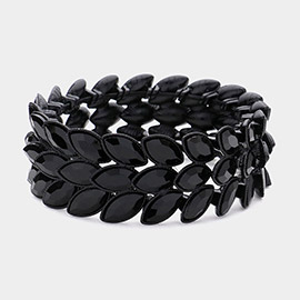 3Rows Marquise Stone Cluster Stretch Evening Bracelet
