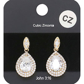 CZ Teardrop Dangle Evening Earrings