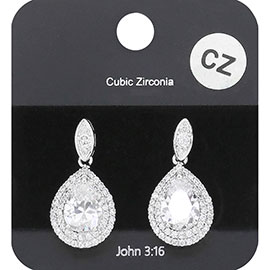 CZ Teardrop Dangle Evening Earrings