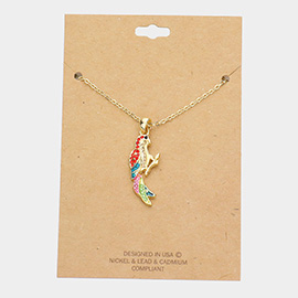Rhinestone Embellished Parrot Pendant Necklace