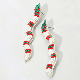 Felt Back Seed Beaded Snake Earrings