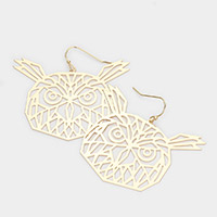 Cut Out Brass Metal Owl Dangle Earrings