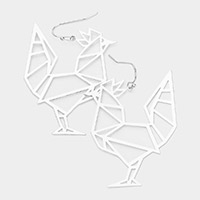 Cut Out Brass Metal Rooster Dangle Earrings