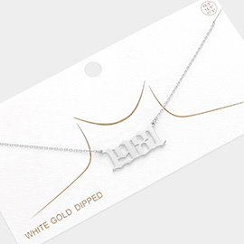 1981 White Gold Dipped Birth Year Pendant Necklace