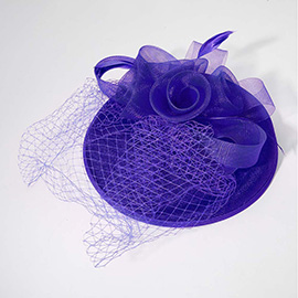 Rosette Feather Mesh Fascinator / Headband