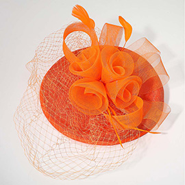 Rosette Feather Mesh Fascinator / Headband