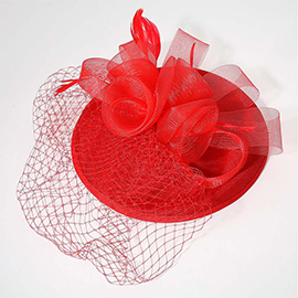 Rosette Feather Mesh Fascinator / Headband