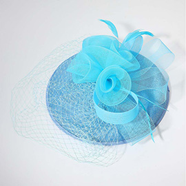Rosette Feather Mesh Fascinator / Headband