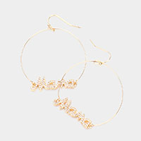 Rhinestone Mama Accented Open Metal Circle Dangle Earrings