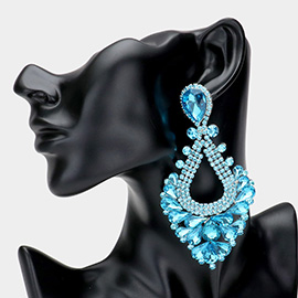 Pear Crystal Rhinestone Pageant Evening Earrings