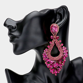 Pear Crystal Rhinestone Pageant Evening Earrings