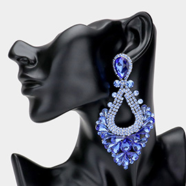 Pear Crystal Rhinestone Pageant Evening Earrings