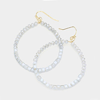 Cube Faceted Beaded Open Circle Dangle Earrings