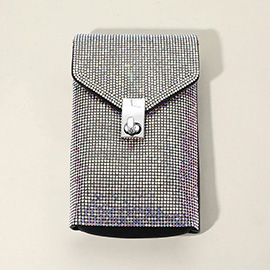 Bling Studded Rectangle Flap Crossbody Cellphone Bag