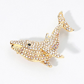 Rhinestone Whale Pin Brooch / Pendant