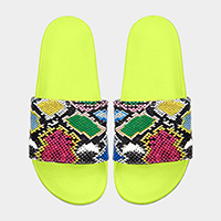 Snake Pattern Rhinestone Slide Sandal Slippers