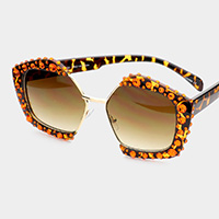 Bling Stone Embellished Angled Sunglasses