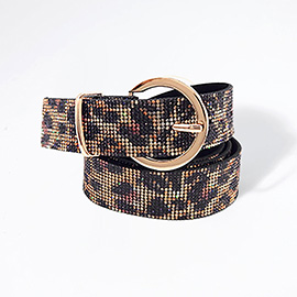 Bling Studded Leopard Patterned Belt