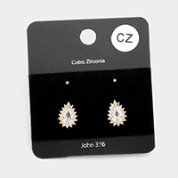 CZ Teardrop Stud Evening Earrings