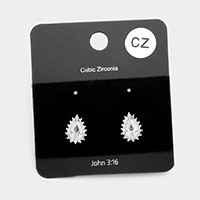 CZ Teardrop Stud Evening Earrings