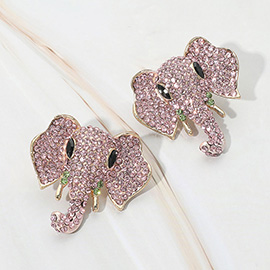 Stone Embellished Elephant Earrings