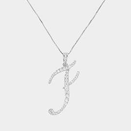 -F- CZ Initial Monogram Pendant Necklace