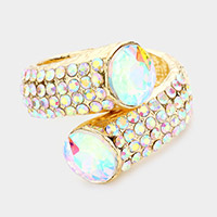 Round Stone Embellished Hinged Evening Bracelet