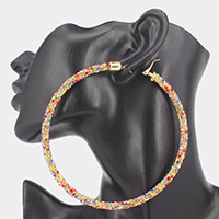 Oversized Rhinestone Embellished Hoop Earrings