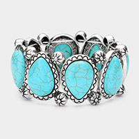 Teardrop Natural Stone Accented Stretch Bracelet