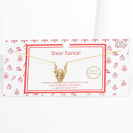 Gold Dipped CZ Rudolph Pendant Necklace