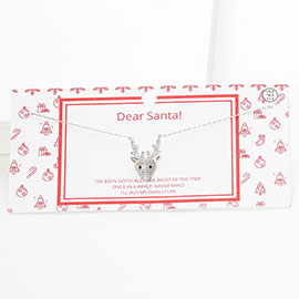 White Gold Dipped CZ Rudolph Pendant Necklace