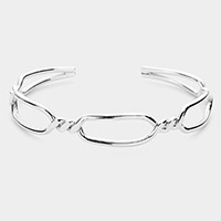 Twisted Brass Metal Open Hexagon Cuff Bracelet