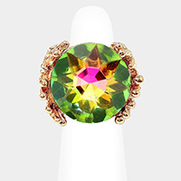 Metal Twig Detailed Round Stone Stretch Ring