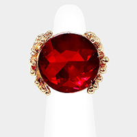 Metal Twig Detailed Round Stone Stretch Ring