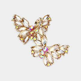 Round Marquise Stone Cluster Butterfly Evening Earrings