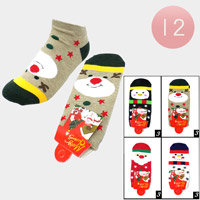 12Pairs - Christmas Theme Printed Socks