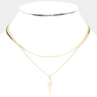 Lightning Pendant Double Layered Necklace