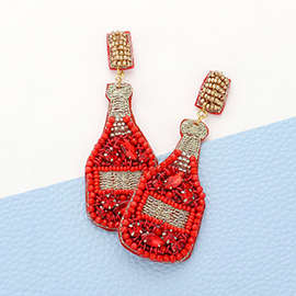 Felt Back Stone Embellished Champagne Dangle Earrings