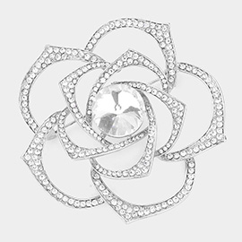 Stone Embellished Flower Pin Brooch