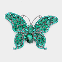 Multi Stone Butterfly Pin Brooch