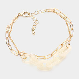 Celluloid Acetate Open Oval Link Double Layered Bracelet