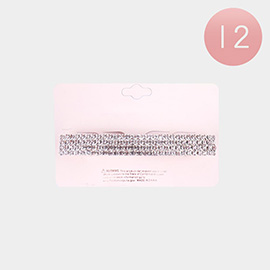 12PCS - Rhinestone Pave Rectangle Hair Barrettes