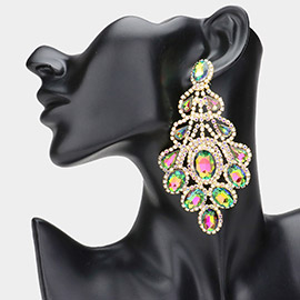 Oversized Oval Glass Accented Evening Earrings