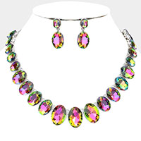 Oval Stone Link Evening Necklace