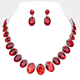 Oval Stone Link Evening Necklace