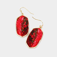 Hexagon Druzy Dangle Earrings