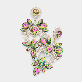 Multi Stone Statement Dangle Evening Earrings