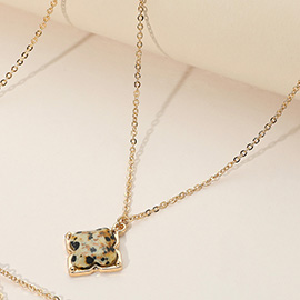 Semi Precious Quatrefoil Pendant Necklace