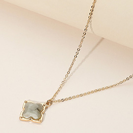 Semi Precious Quatrefoil Pendant Necklace